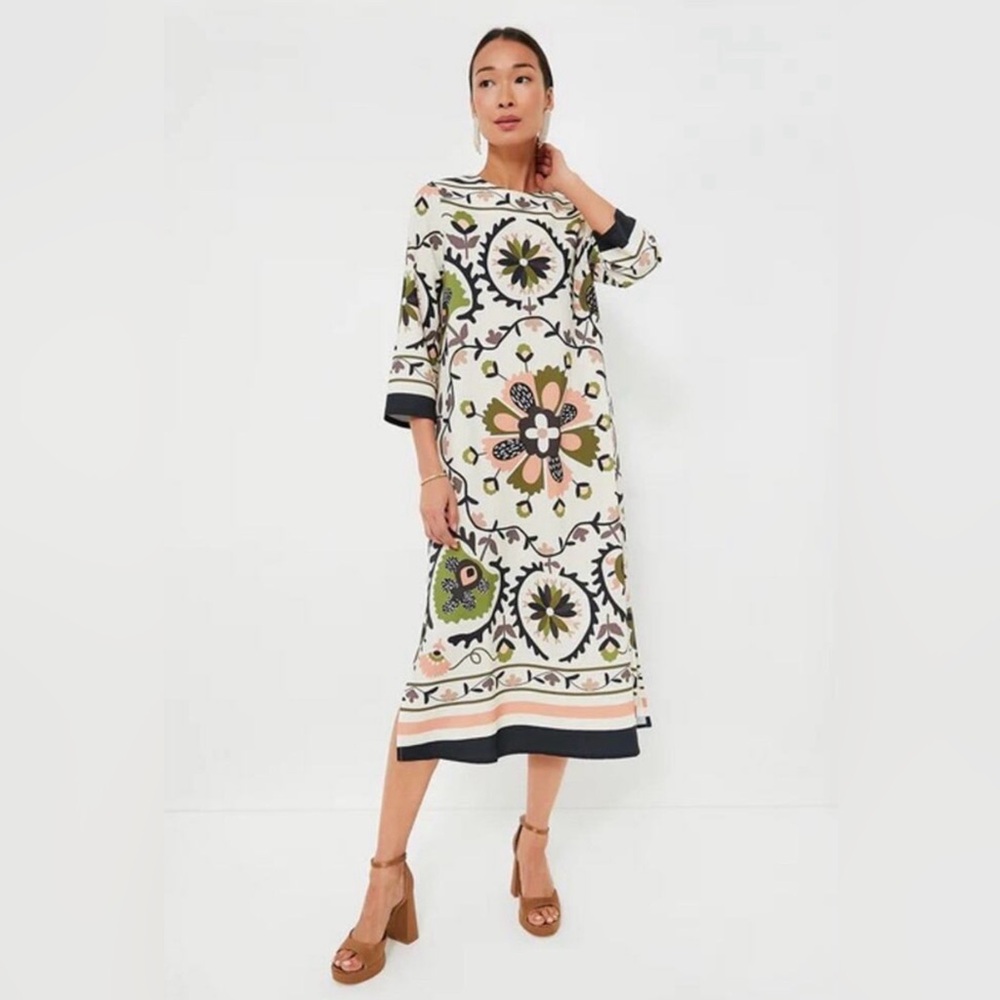 Tuckernuck Cream and Black Floral Midi Dress